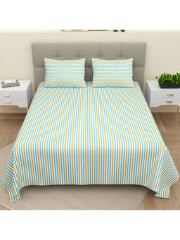 Bella Casa - Double Bedsheet Set Pure Cotton Super King Size with 2 Pillow Cover Printed Green Color