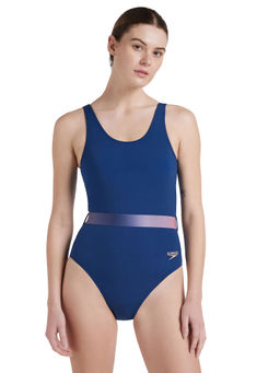 Speedo - Women's Recycled Endurance+ Belted U Back One Piece Swimwear - Ammonite & Soft Coral