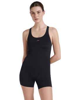 Speedo - Women's Endurance+ Myrtle Racerback Legsuit Swimwear - Black & Fandango Pink