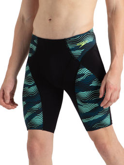 Speedo - Men's Endurance+ Hydrosense Print Compression Jammer - Black, Dark Teal & Arctic Glass