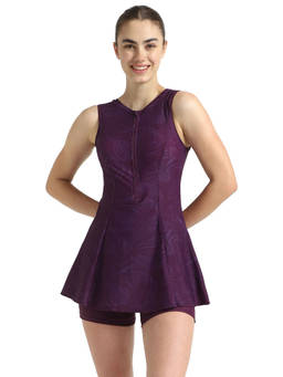 Speedo - Women's Endurance10 Printed Closedback Swimdress With Boyleg - Plum Dandy