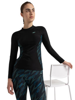 Speedo - Womens Endurance10 Hyperboom Splice Print Long Sleeve Suntop - Teal