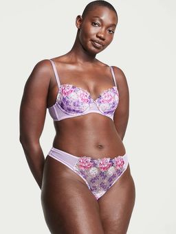Victoria's Secret - Dream Angels Floral Embroidery Thong Panty - Purple