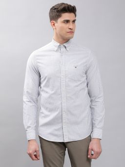 GANT - Men Blue Striped Regular Fit Shirt