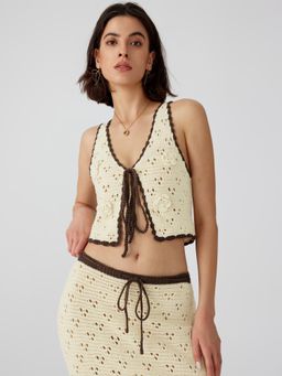 Cider - Rosette Knotted Knitted Crop Top
