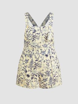 Cider - Lightweight Corduroy Floral Button Romper Curve & Plus