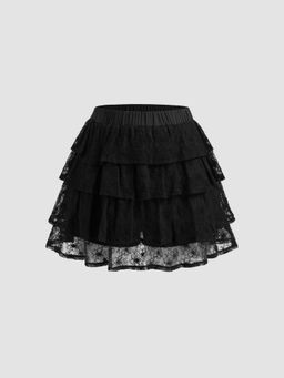 Cider - Woven Mid Rise Tiered Mini Skort