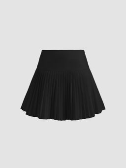 Cider - Mid Rise Solid Pleated Mini Skirt