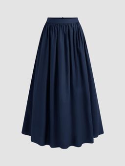 Cider - 100% Cotton Mid Rise Solid Ruffle Maxi Skirt