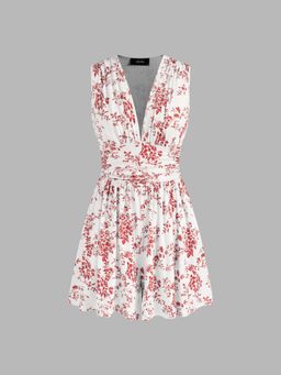 Cider - V-neck Floral Ruched Romper