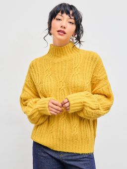 Cider - Wool-blend High Neck Solid Knitted Oversized Sweater