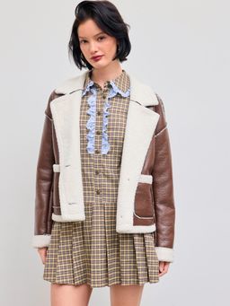 Cider - Faux Shearling Double Breasted Jacket