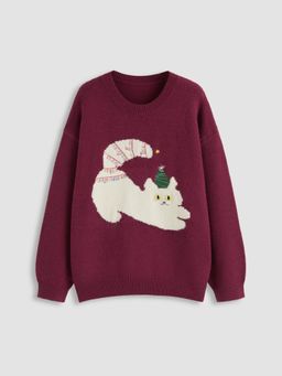 Cider - Knit Cat Graphic Oversized Sweater