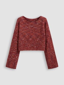Cider - Wool-blend Round Neckline Knitted Long Sleeve Top