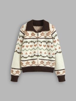 Cider - Wool-blend Abstract Print Cardigan