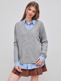 Cider - Wool-Blend V-neck Oversized Sweater