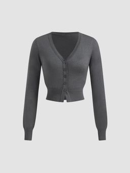 Cider - Wool-blend Button Up V-neck Cardigan