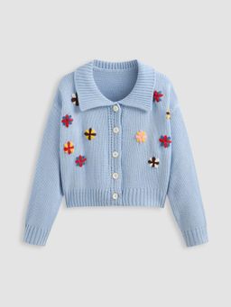 Cider - Knit Collar Floral Cardigan