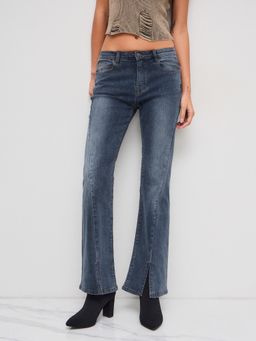 Cider - High Stretch Denim Low Rise Split Flared Jeans