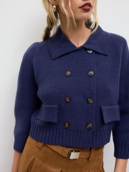 Cider - Double Breasted Knit Collar Cardigan