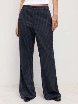 Cider - Belted & Flared Pinstripe Trousers