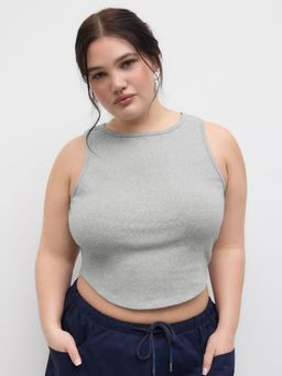Cider - Cotton-blend Round Neckline Top Curve & Plus