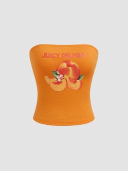 Cider - Juicy Delight Peach Graphic Crop Bandeau Top