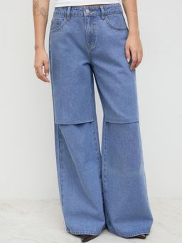 Cider - Denim Low Rise Ruched Baggy Jeans