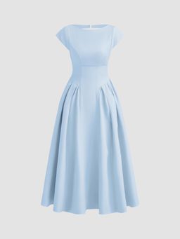 Cider - Boat Neck Cut Out Backless Ruffle Maxi Dress