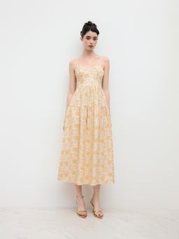 Cider - Jacquard U-neckline Floral Maxi Dress
