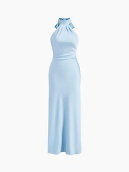 Cider - Backless Halter Neck Split Maxi Dress