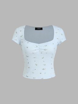 Cider - 100% Cotton Ditsy Floral Crop Tee