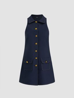 Cider - Collar Button Through Pocket Mini Dress