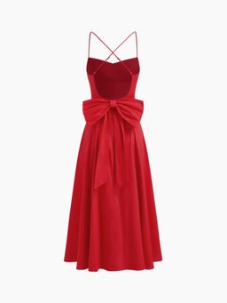 Cider - Cotton Criss Cross Bowknot Maxi Dress