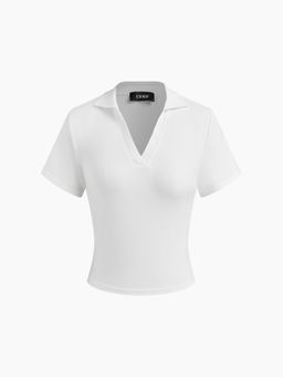 Cider - Collar Solid Short Sleeve Tee