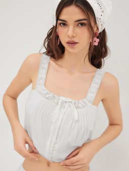 Cider - Cotton Elastic Hem Knotted Top