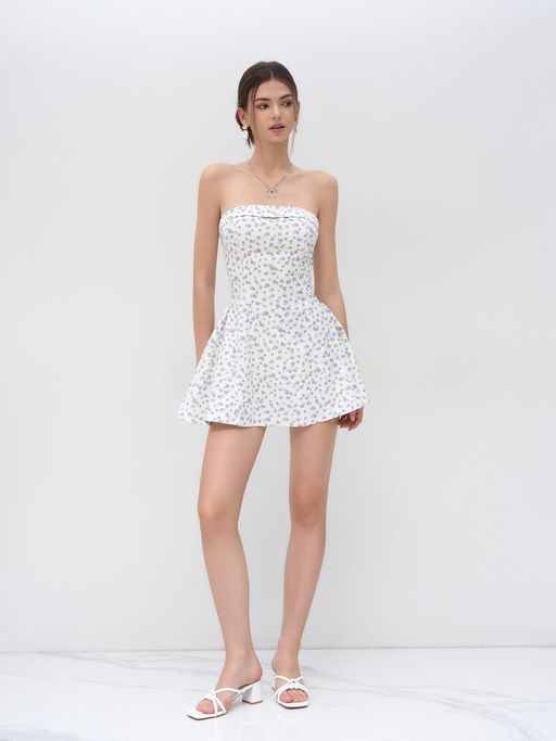 Buy Cider Floral Ruffle Bandeau Mini Dress (XXS) Online