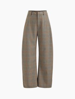 Cider - Mid Rise Tartan Barrel-leg Trousers