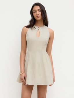 Cider - Linen-blend Cut Out Mini Dress