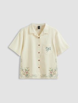 Cider - Cotton-blend Floral Button Up Shirt