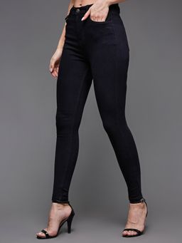 Miss Chase - Womens Black Skinny High Rise Clean Look Stretchable Denim Jeans