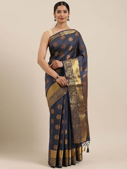 Mimosa - Women Kanjivaram Style Silk Saree With Unstitched Blouse