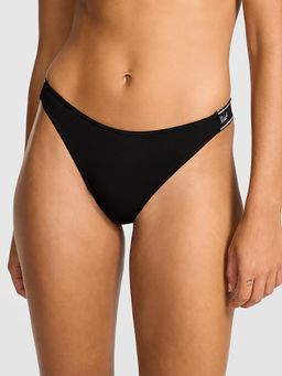 Victoria's Secret - PINK Logo Cotton Shine High-Leg Thong Panty Black