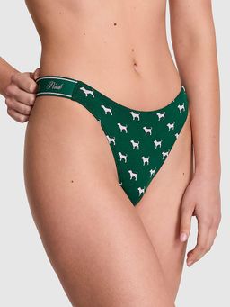 Victoria's Secret - PINK Logo Cotton Shine High-Leg Thong Panty Green