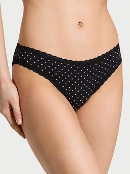 Victoria's Secret - Lace Trim Lace-Waist Bikini Panty Black