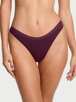 Victoria's Secret - Stretch Cotton High-Leg Scoop Thong Panty Purple