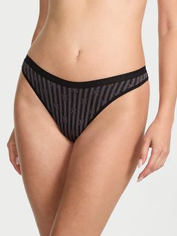 Victoria's Secret - Stretch Cotton High-Leg Scoop Thong Panty Black