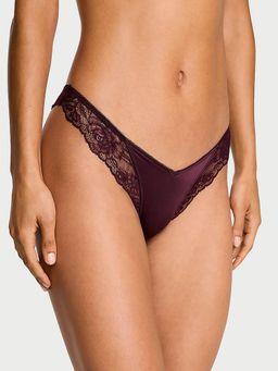 Victoria's Secret - Very Sexy Rose Lace-Trim High-Leg Thong Panty Wine