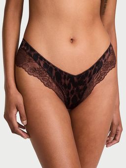 Victoria's Secret - Very Sexy Rose Lace-Trim High-Leg Cheeky Panty Brown