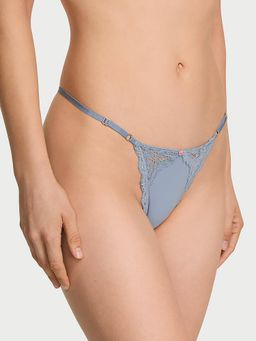 Victoria's Secret - Dream Angels Lace-Trim Adjustable V-String Panty Blue